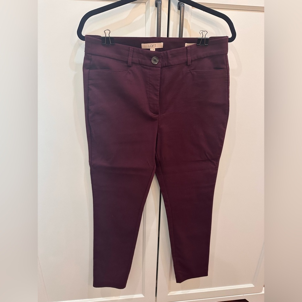 LOFT Sutton Skinny Pant - Burgundy